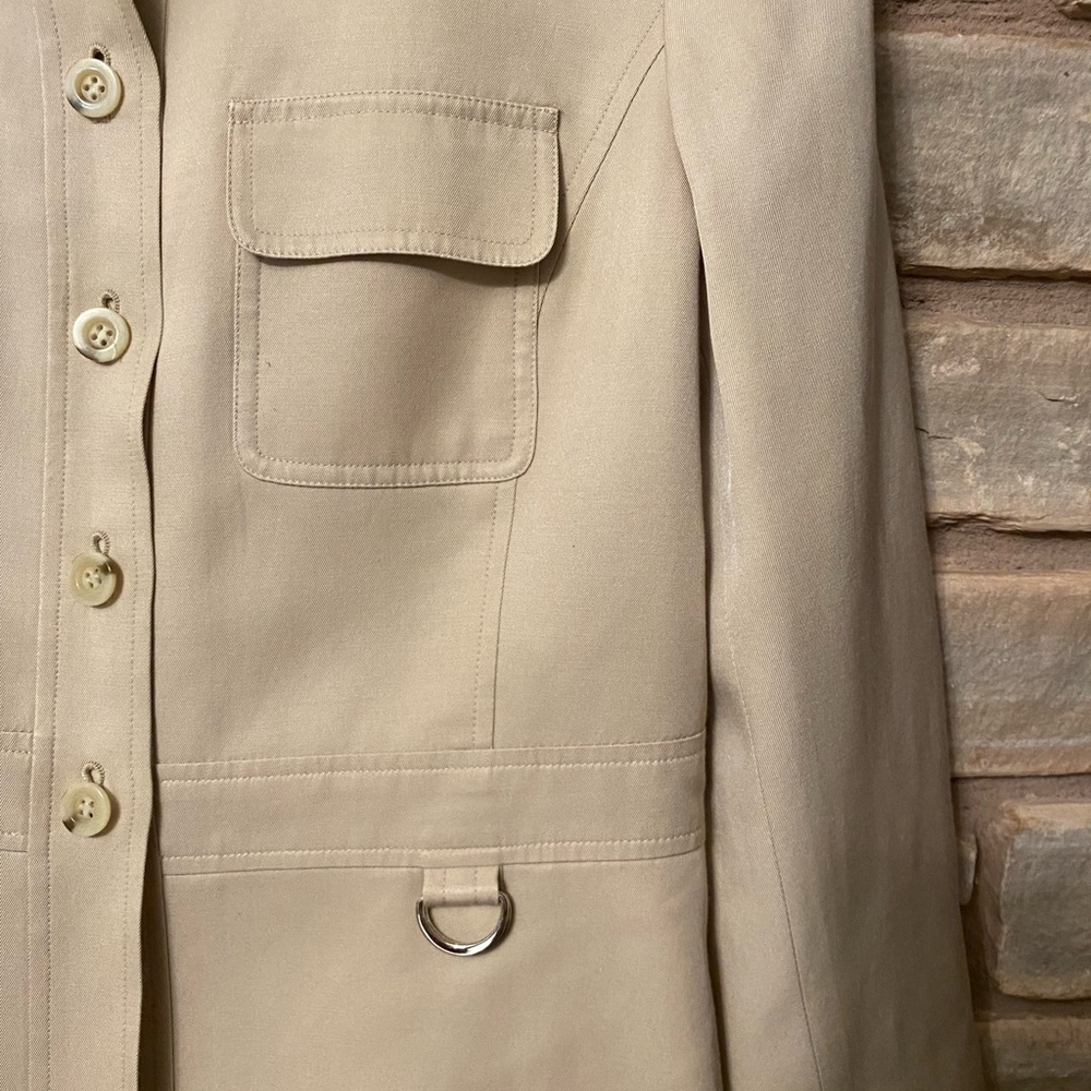 TALBOTS Womens Blazer SZ 10 Light Cream/Ivory Safari Style Lightweight - Picture 5 of 14
